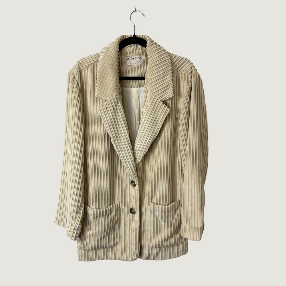 We The Free Corduroy Blazer Beige Cream Sz M Oversized Fall Layering Jacket